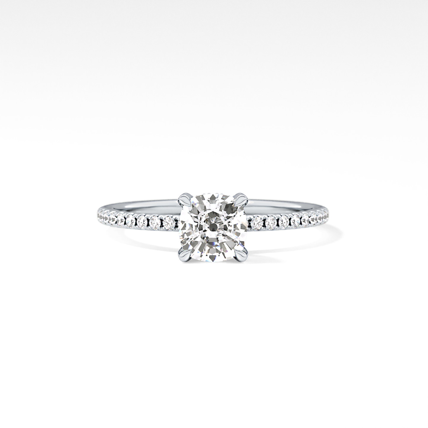 Cushion Cut 0.95 Carat Moissanite Ring – Halo and Pave Setting in Gold