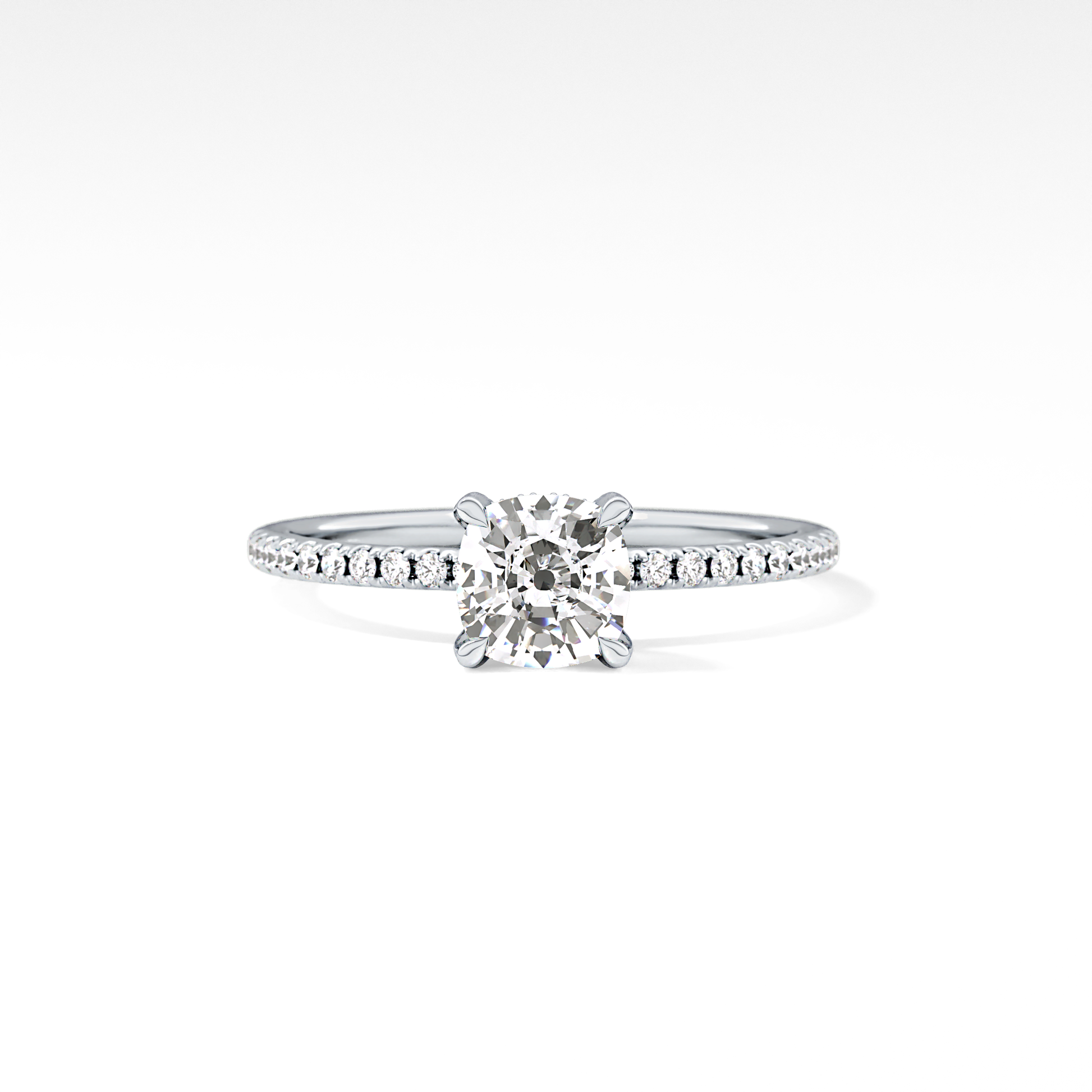 Cushion Cut 0.95 Carat Moissanite Ring – Halo and Pave Setting in Gold
