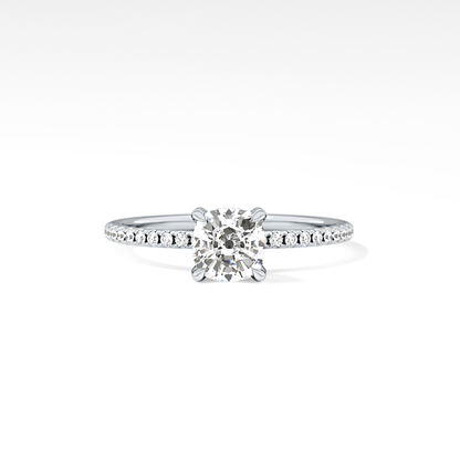 Cushion Cut 0.95 Carat Moissanite Ring – Halo and Pave Setting in Gold