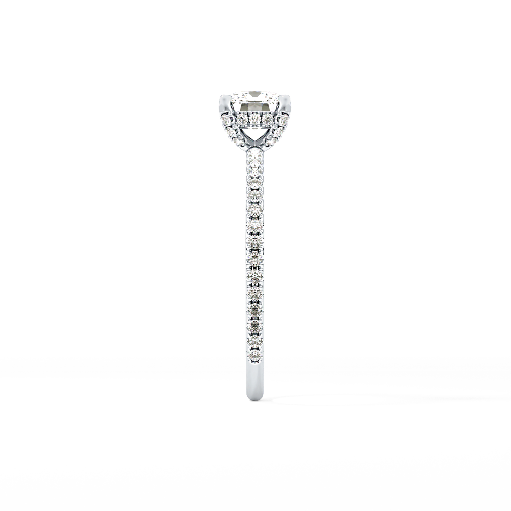 Cushion Cut 0.95 Carat Moissanite Ring – Halo and Pave Setting in Gold