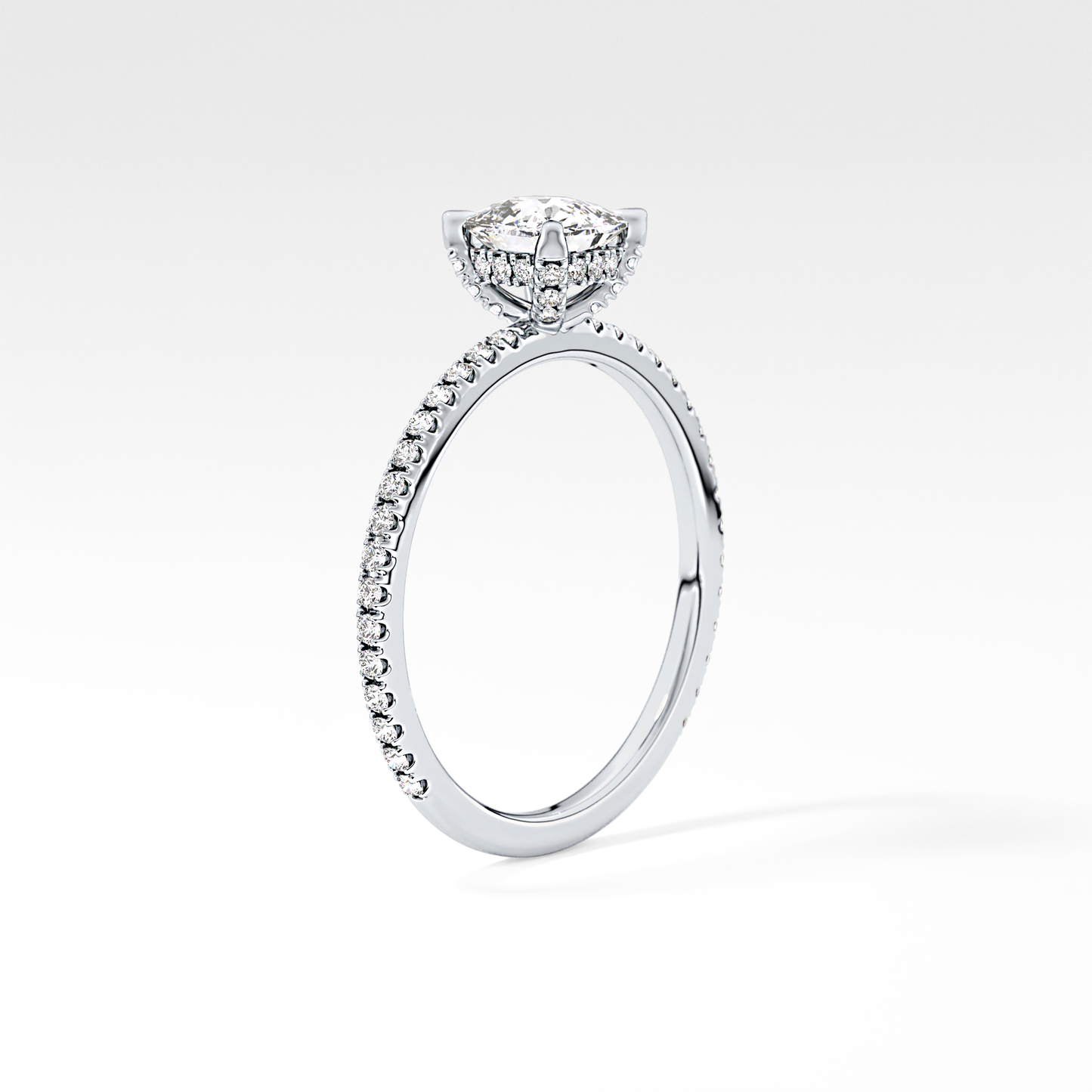Cushion Cut 0.95 Carat Moissanite Ring – Halo and Pave Setting in Gold