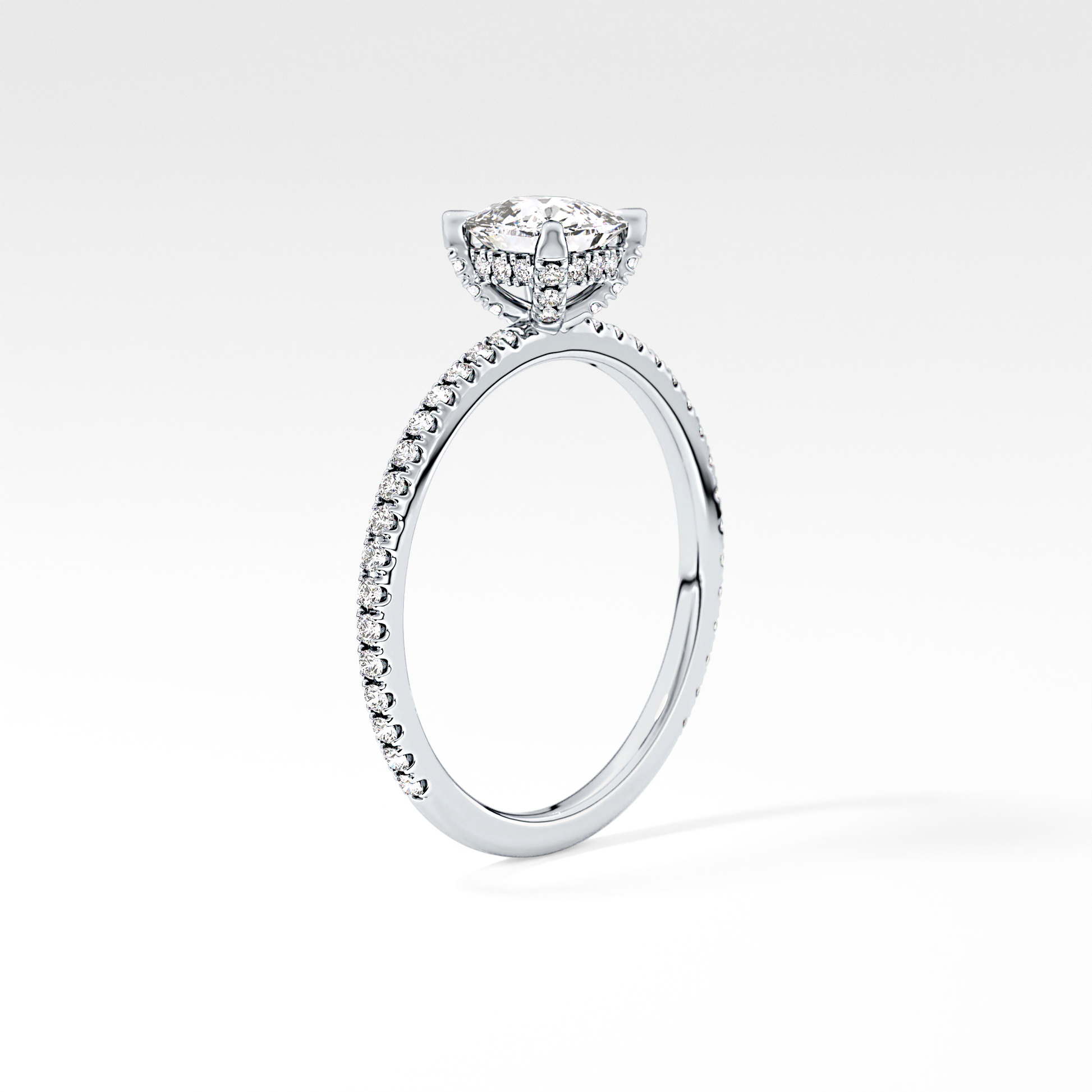 Cushion Cut 0.95 Carat Moissanite Ring – Halo and Pave Setting in Gold