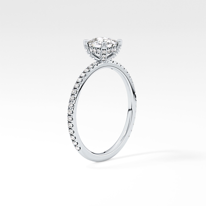 Cushion Cut 0.95 Carat Moissanite Ring – Halo and Pave Setting in Gold