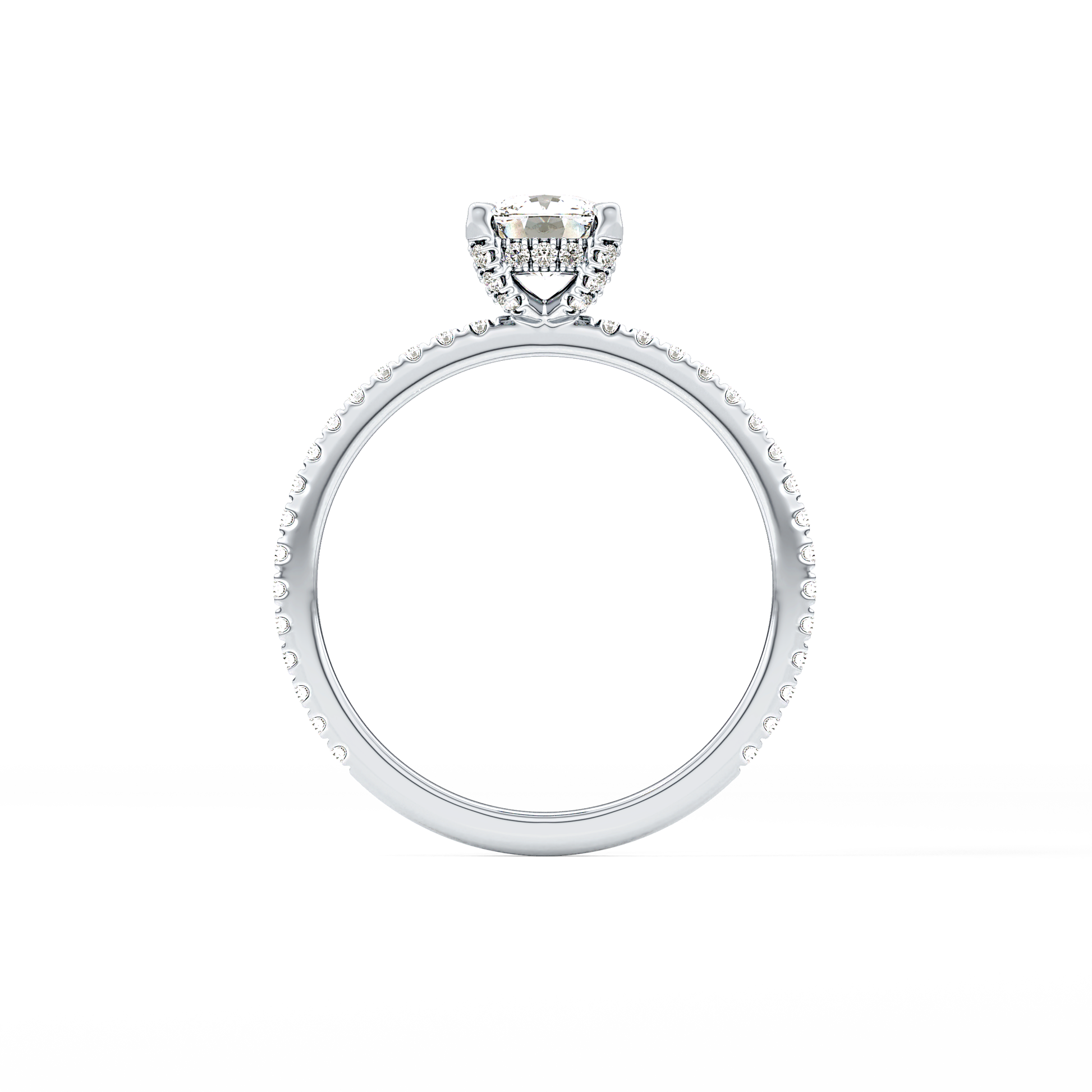 Cushion Cut 0.95 Carat Moissanite Ring – Halo and Pave Setting in Gold
