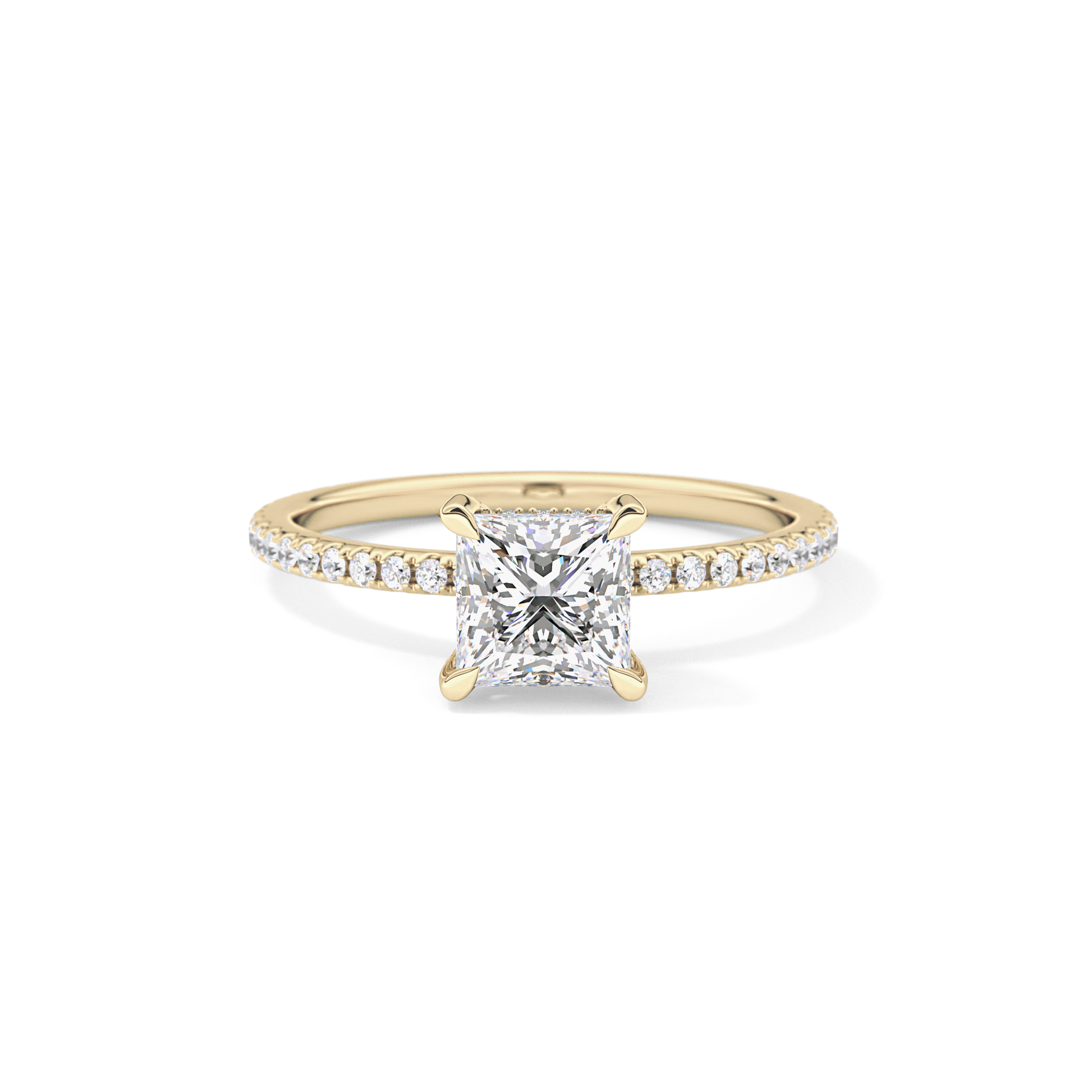 Princess Cut 1.04 Carat Moissanite Ring – Halo and Pave Setting in Gold