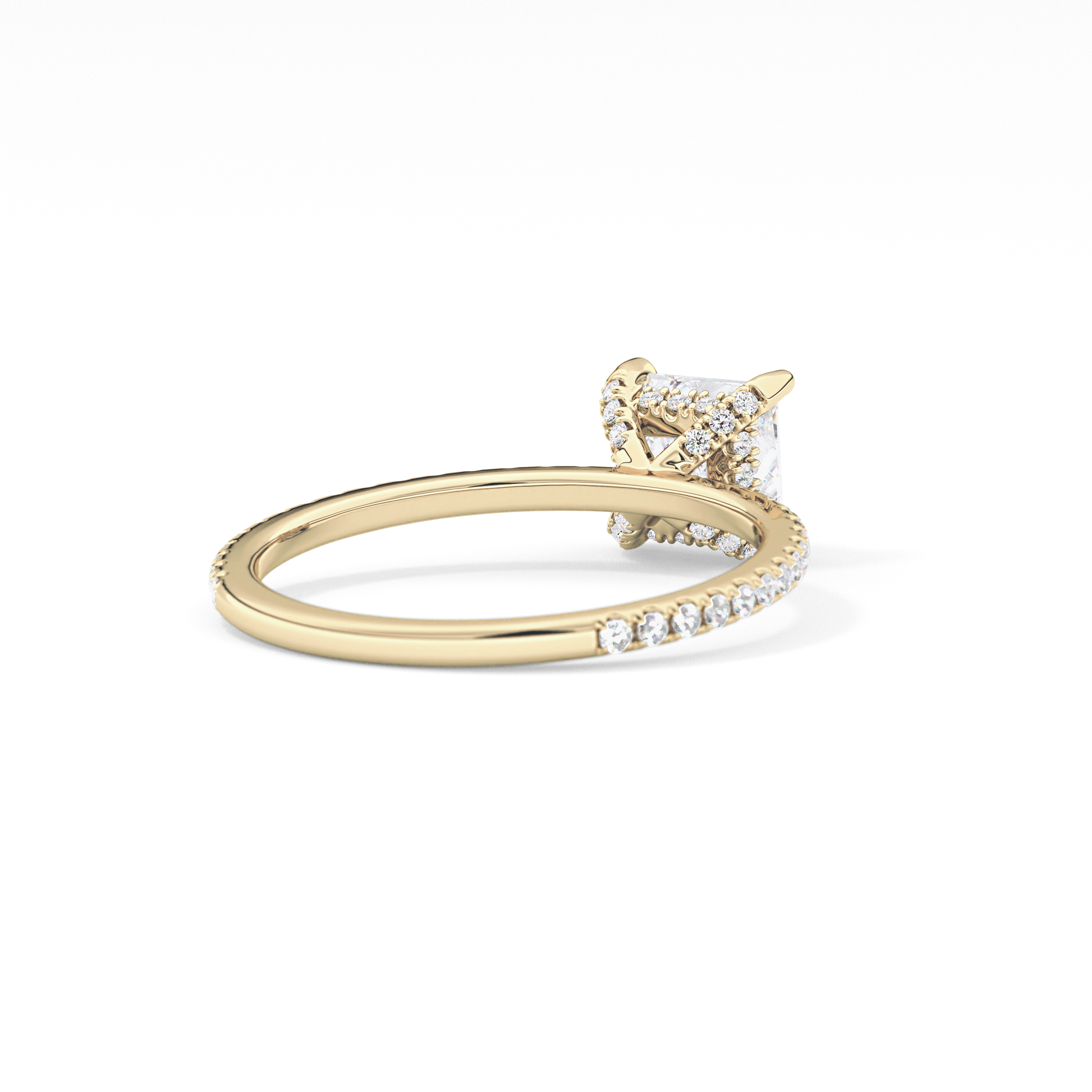 Princess Cut 1.04 Carat Moissanite Ring – Halo and Pave Setting in Gold