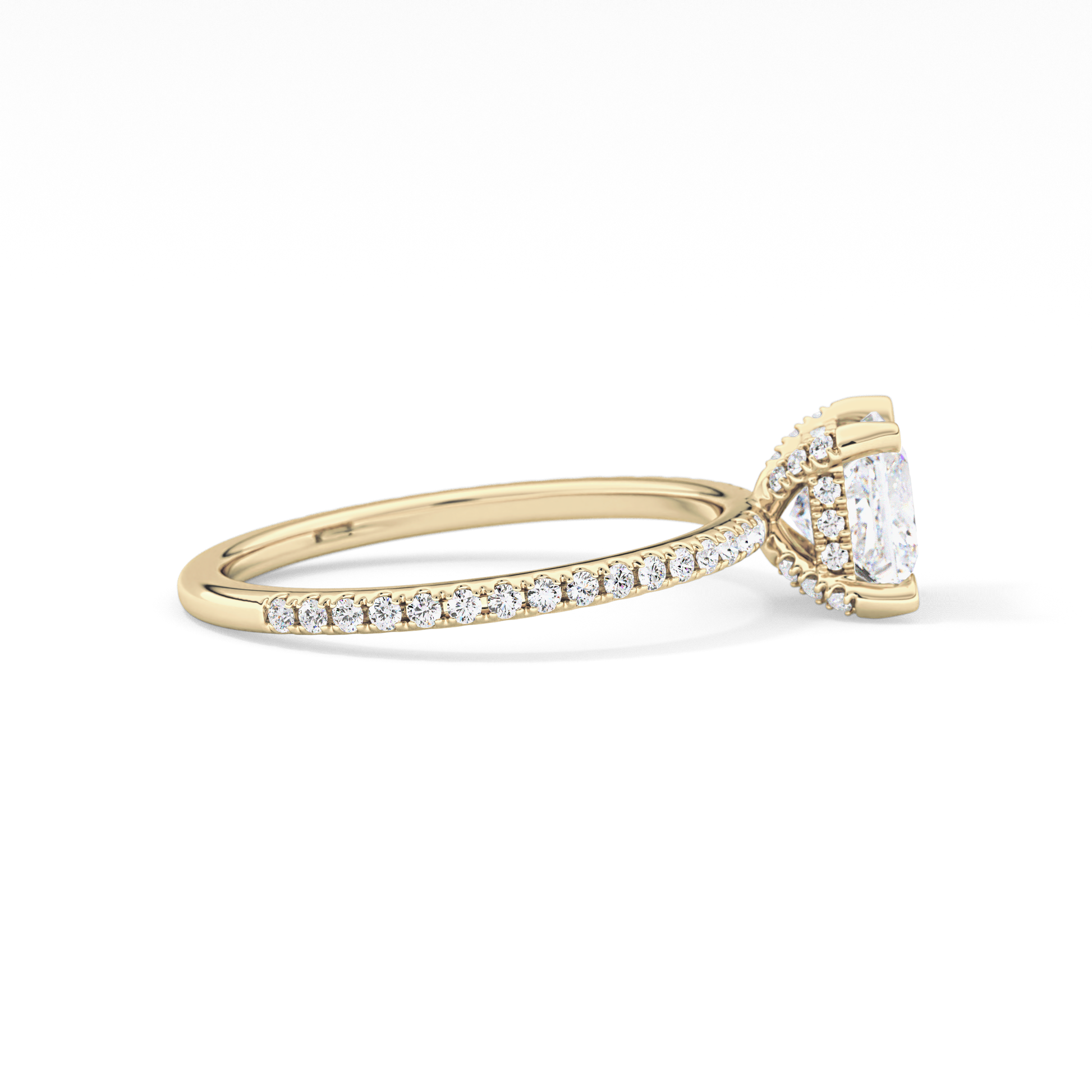 Princess Cut 1.04 Carat Moissanite Ring – Halo and Pave Setting in Gold