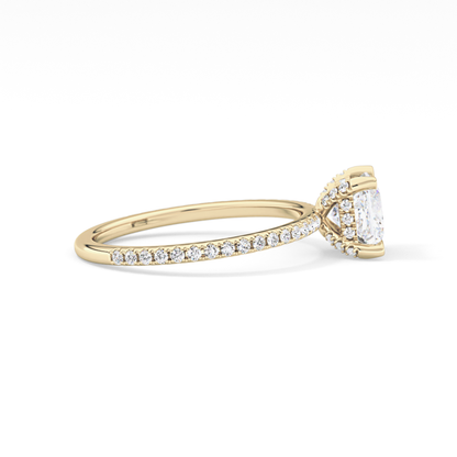 Princess Cut 1.04 Carat Moissanite Ring – Halo and Pave Setting in Gold