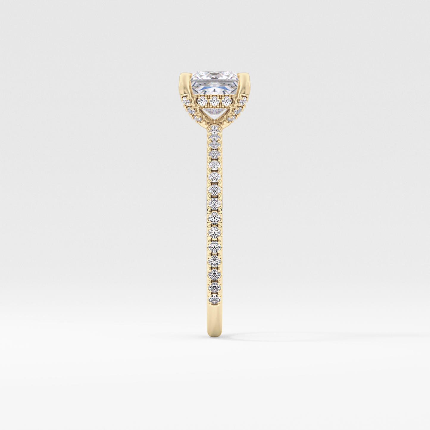 Princess Cut 1.04 Carat Moissanite Ring – Halo and Pave Setting in Gold