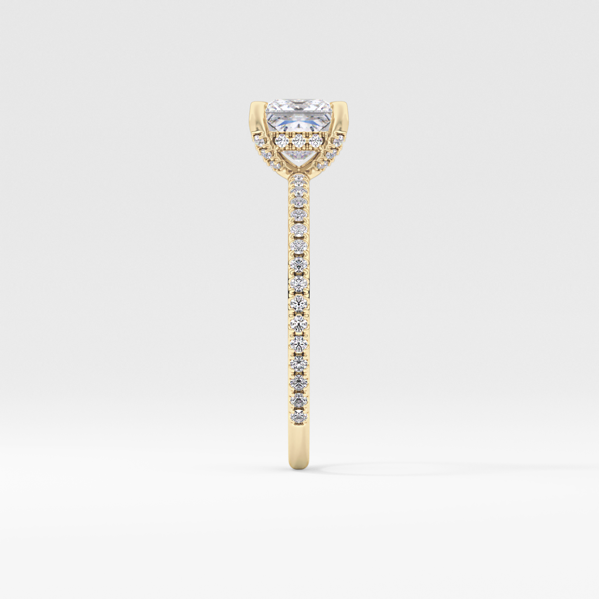 Princess Cut 1.04 Carat Moissanite Ring – Halo and Pave Setting in Gold