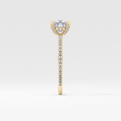 Princess Cut 1.04 Carat Moissanite Ring – Halo and Pave Setting in Gold