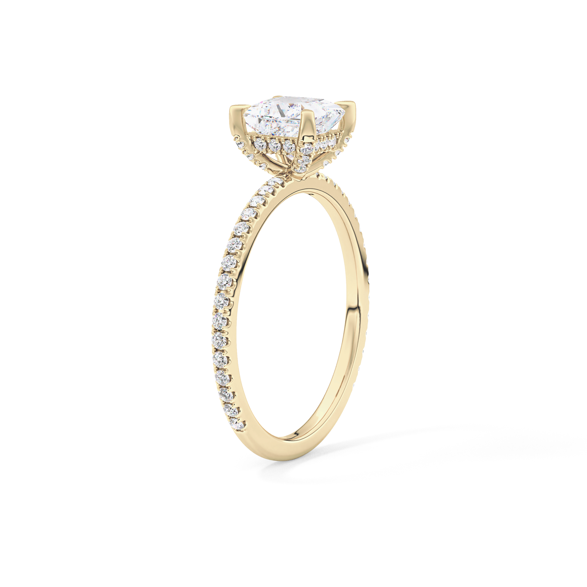 Princess Cut 1.04 Carat Moissanite Ring – Halo and Pave Setting in Gold