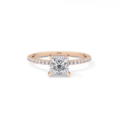 Princess Cut 1.04 Carat Moissanite Ring – Halo and Pave Setting in Gold