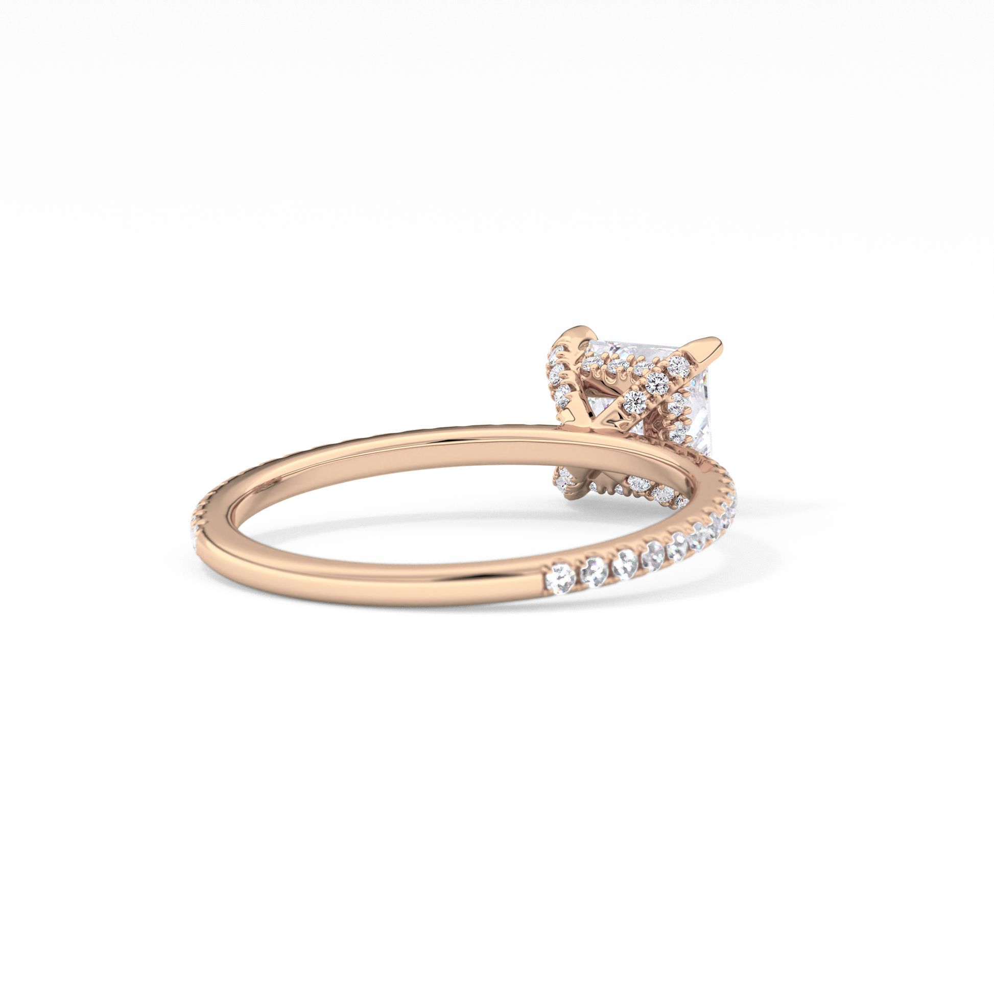 Princess Cut 1.04 Carat Moissanite Ring – Halo and Pave Setting in Gold