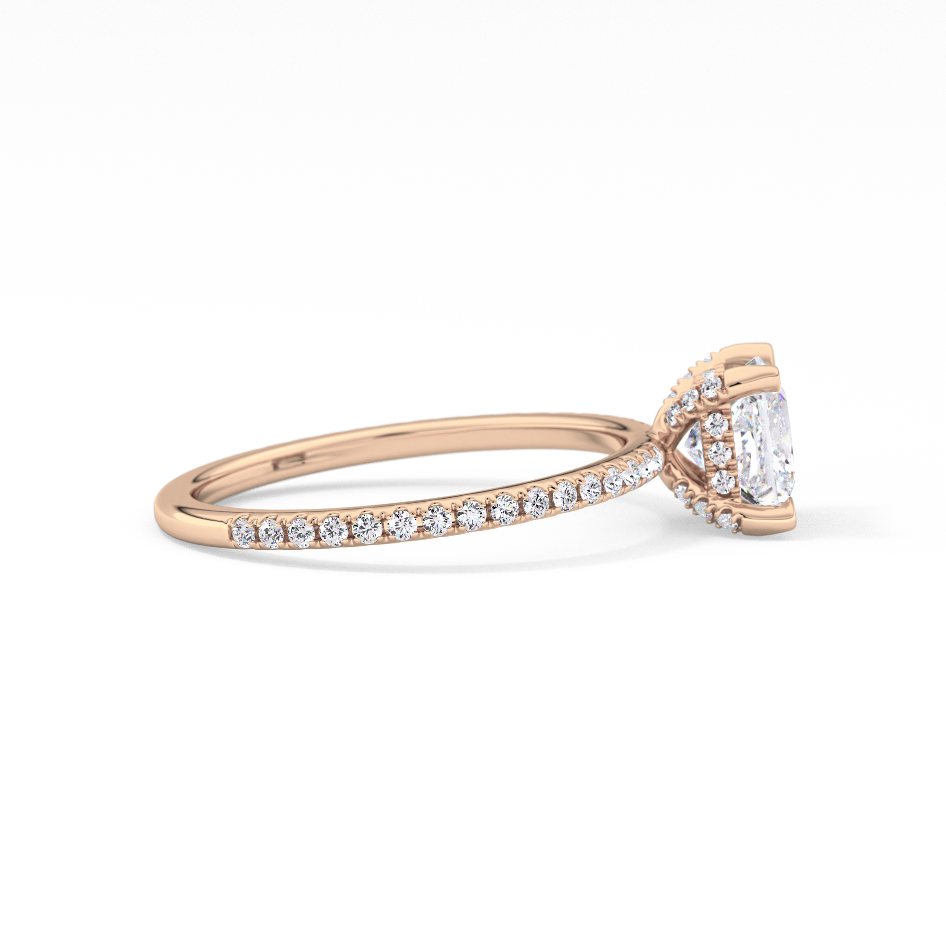 Princess Cut 1.04 Carat Moissanite Ring – Halo and Pave Setting in Gold