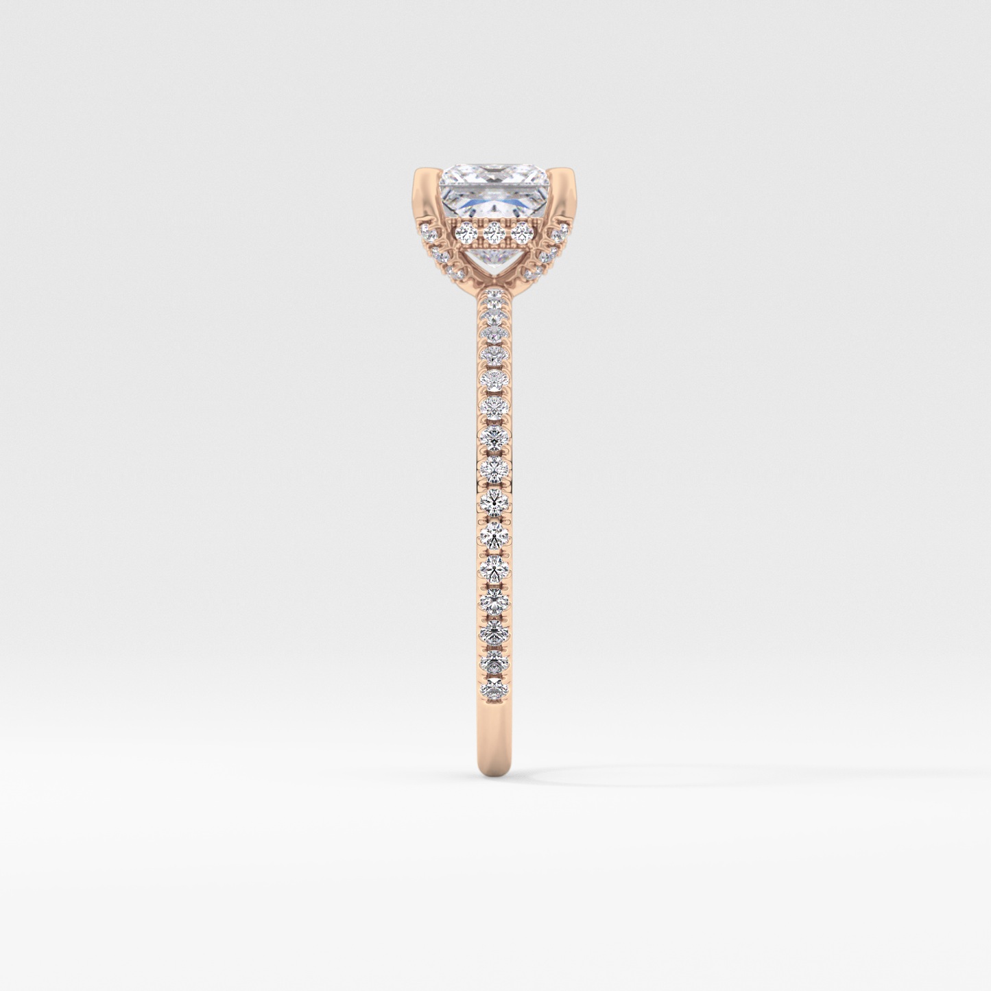 Princess Cut 1.04 Carat Moissanite Ring – Halo and Pave Setting in Gold
