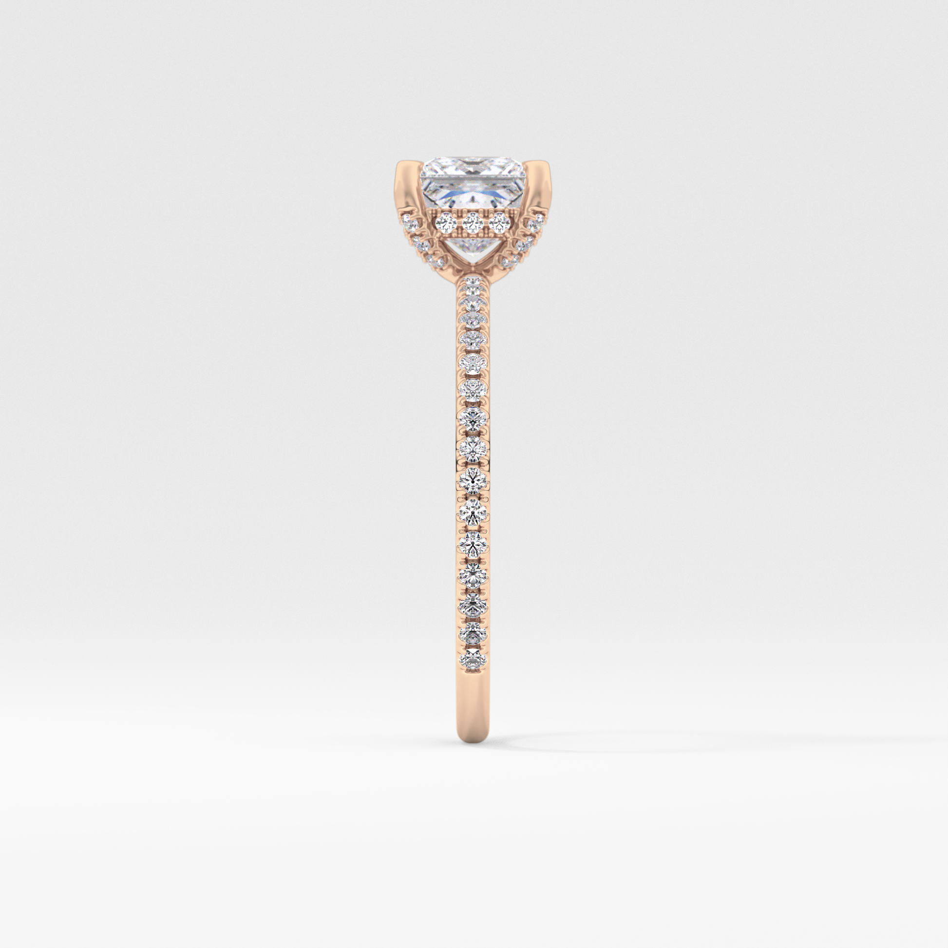Princess Cut 1.04 Carat Moissanite Ring – Halo and Pave Setting in Gold