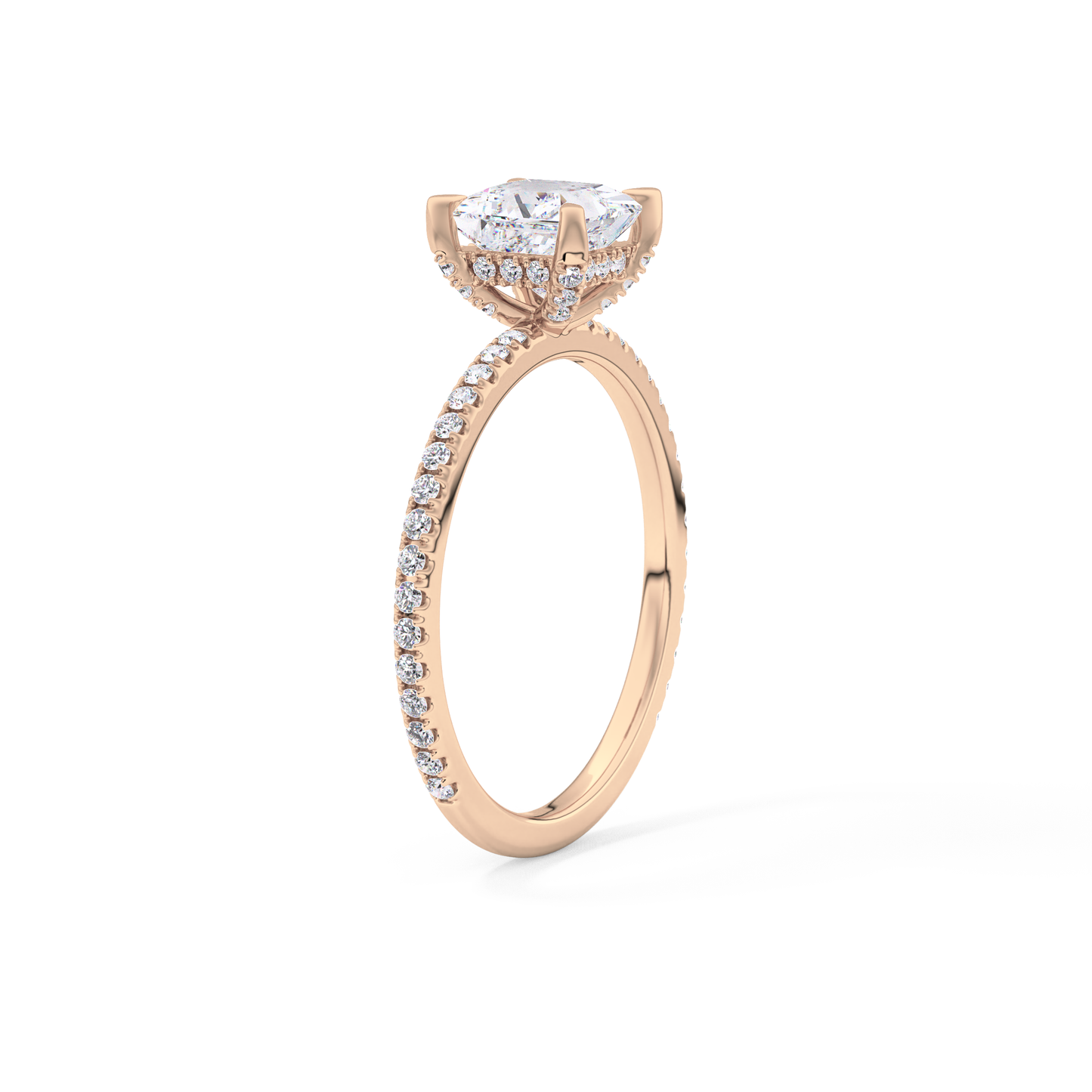 Princess Cut 1.04 Carat Moissanite Ring – Halo and Pave Setting in Gold