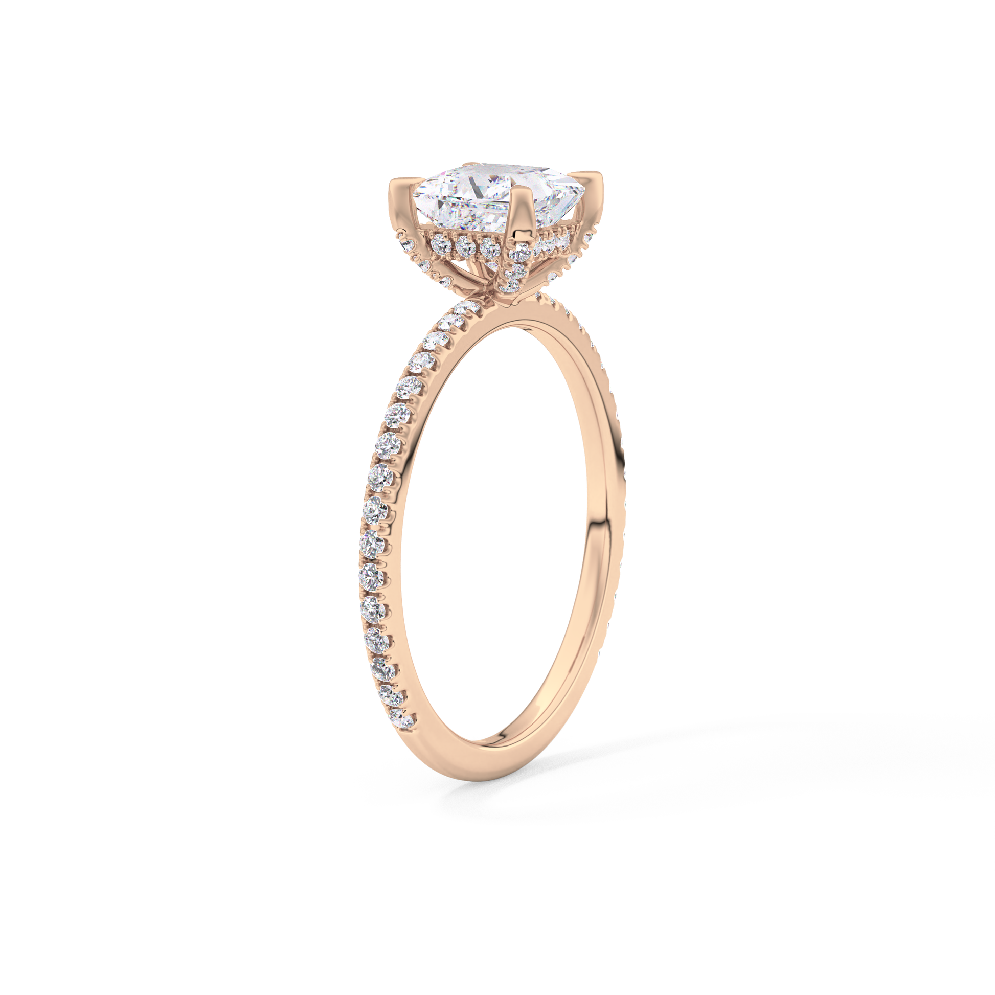 Princess Cut 1.04 Carat Moissanite Ring – Halo and Pave Setting in Gold