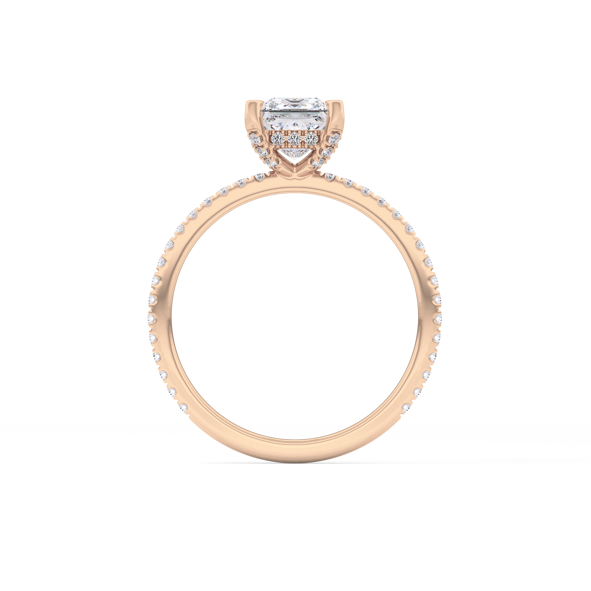 Princess Cut 1.04 Carat Moissanite Ring – Halo and Pave Setting in Gold