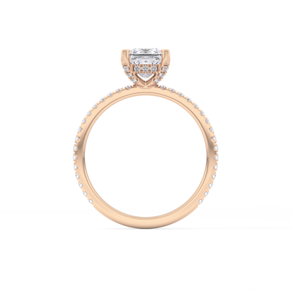 Princess Cut 1.04 Carat Moissanite Ring – Halo and Pave Setting in Gold
