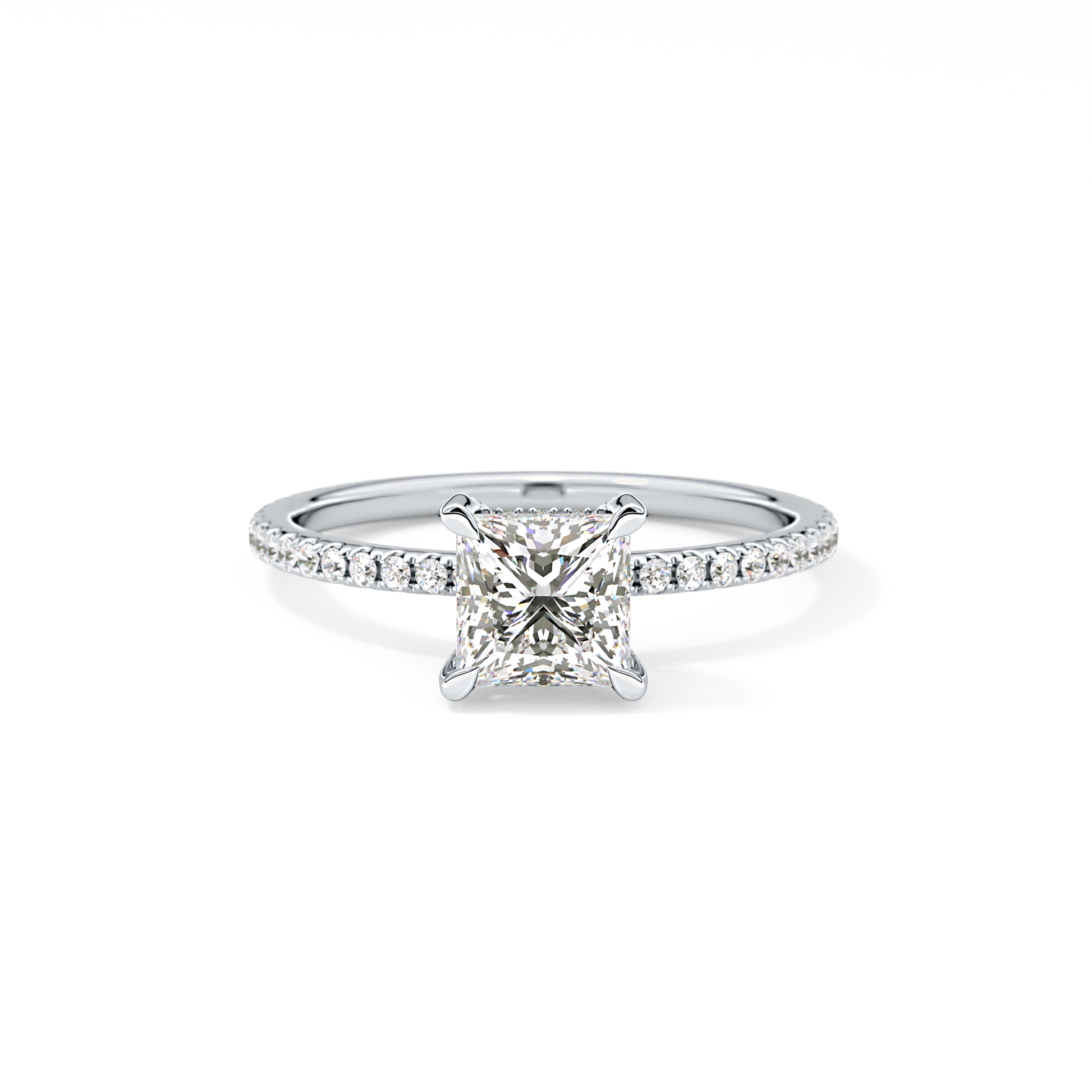 Princess Cut 1.04 Carat Moissanite Ring – Halo and Pave Setting in Gold
