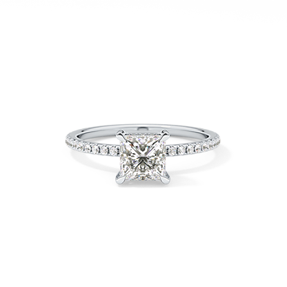Princess Cut 1.04 Carat Moissanite Ring – Halo and Pave Setting in Gold
