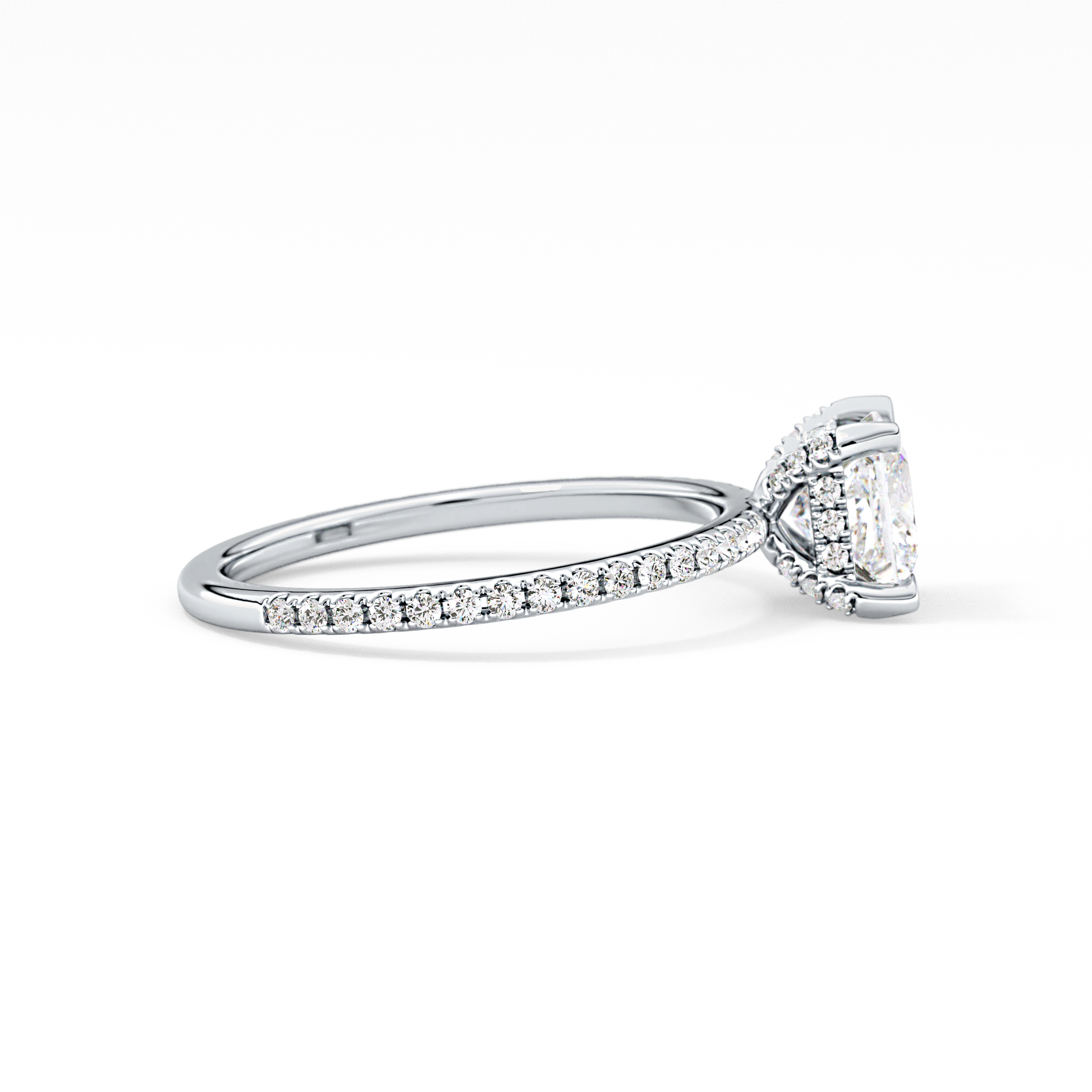 Princess Cut 1.04 Carat Moissanite Ring – Halo and Pave Setting in Gold