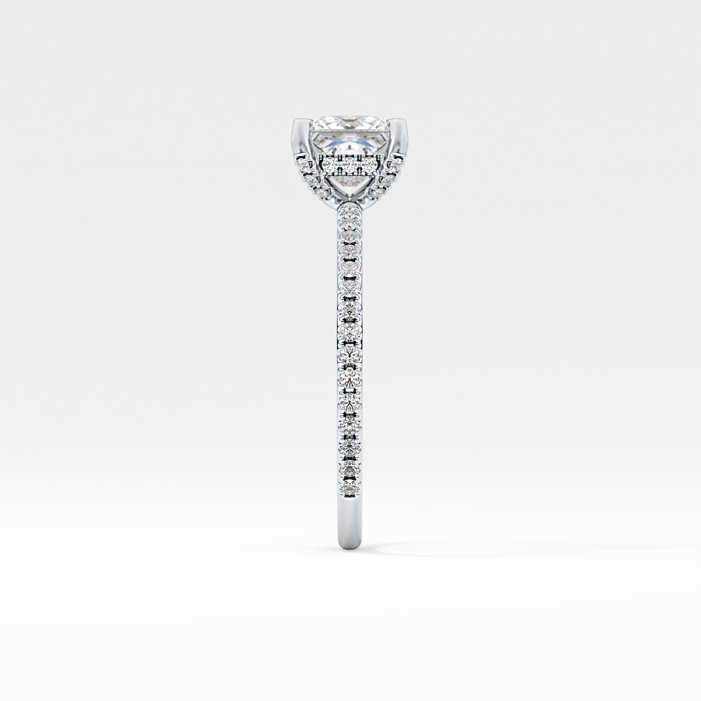 Princess Cut 1.04 Carat Moissanite Ring – Halo and Pave Setting in Gold