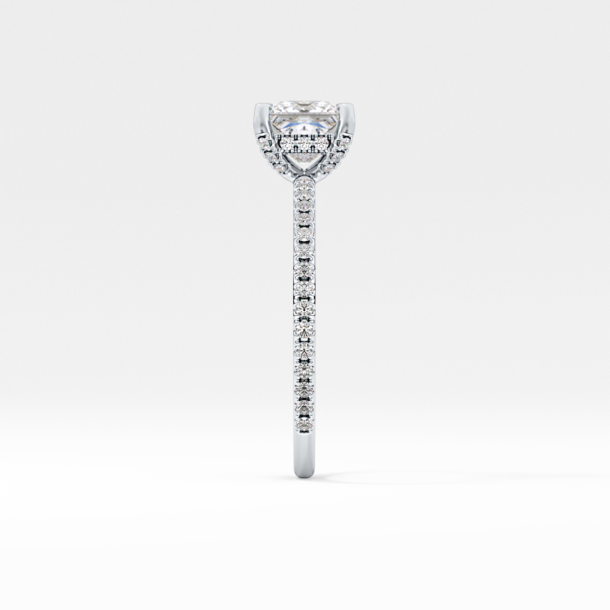 Princess Cut 1.04 Carat Moissanite Ring – Halo and Pave Setting in Gold