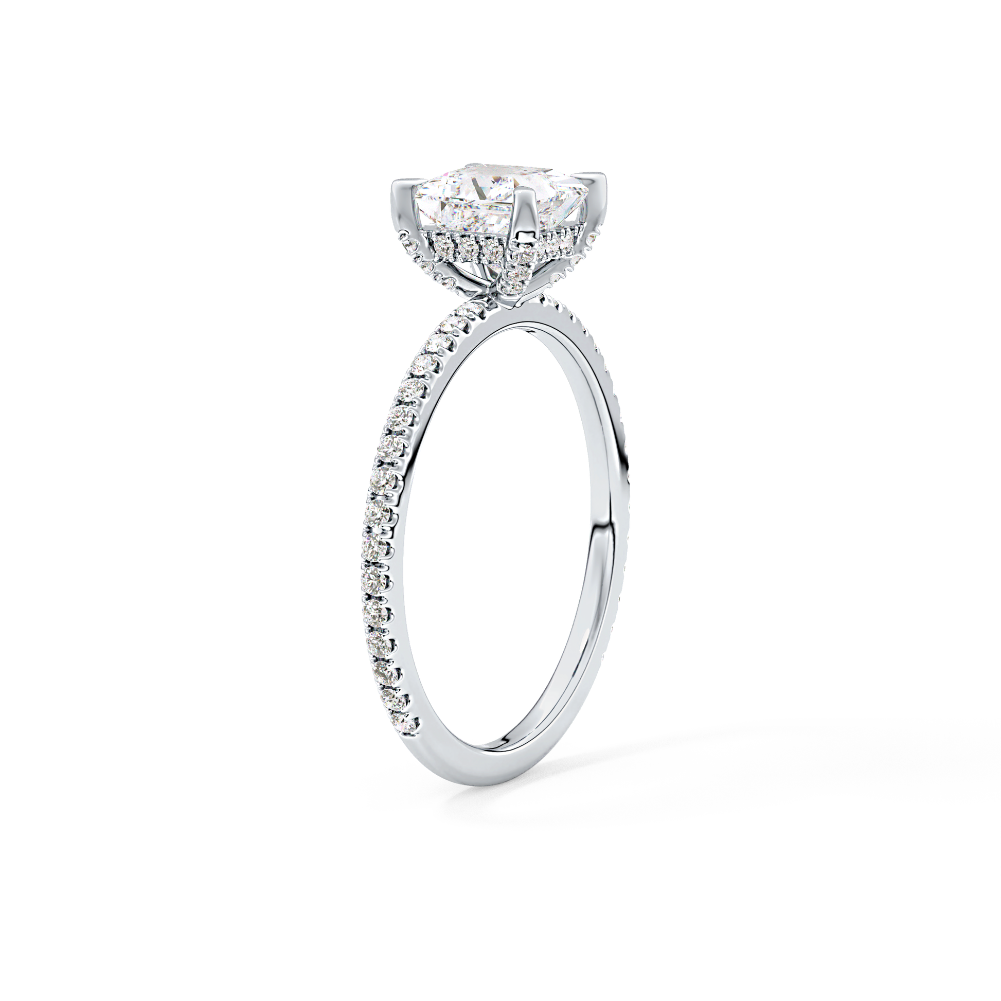 Princess Cut 1.04 Carat Moissanite Ring – Halo and Pave Setting in Gold
