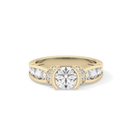 Round Cut 1.02 Carat Moissanite Ring – Pave Setting in Gold