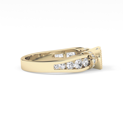 Round Cut 1.02 Carat Moissanite Ring – Pave Setting in Gold