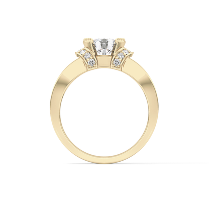 Round Cut 1.02 Carat Moissanite Ring – Pave Setting in Gold