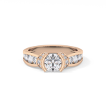 Round Cut 1.02 Carat Moissanite Ring – Pave Setting in Gold