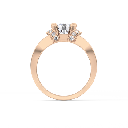 Round Cut 1.02 Carat Moissanite Ring – Pave Setting in Gold
