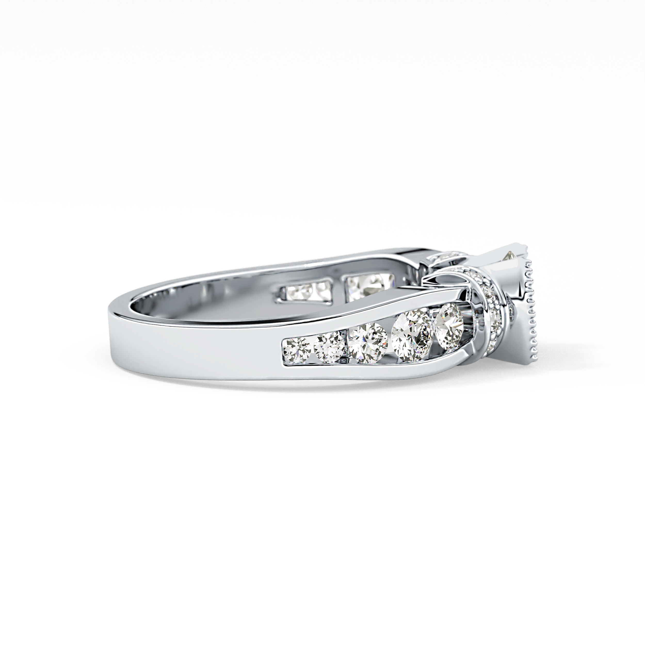 Round Cut 1.02 Carat Moissanite Ring – Pave Setting in Gold