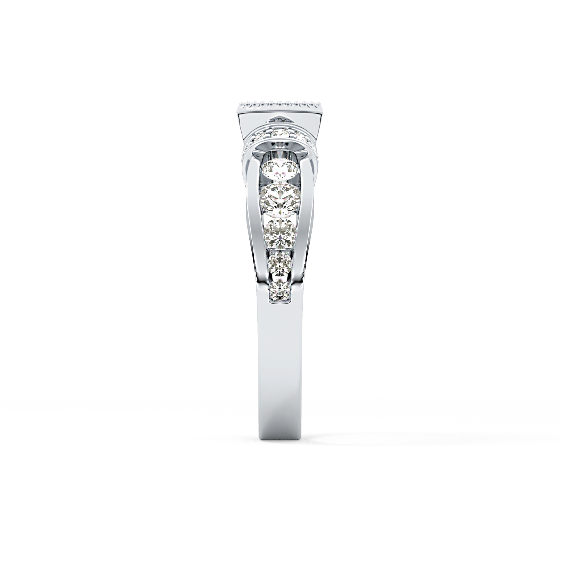 Round Cut 1.02 Carat Moissanite Ring – Pave Setting in Gold