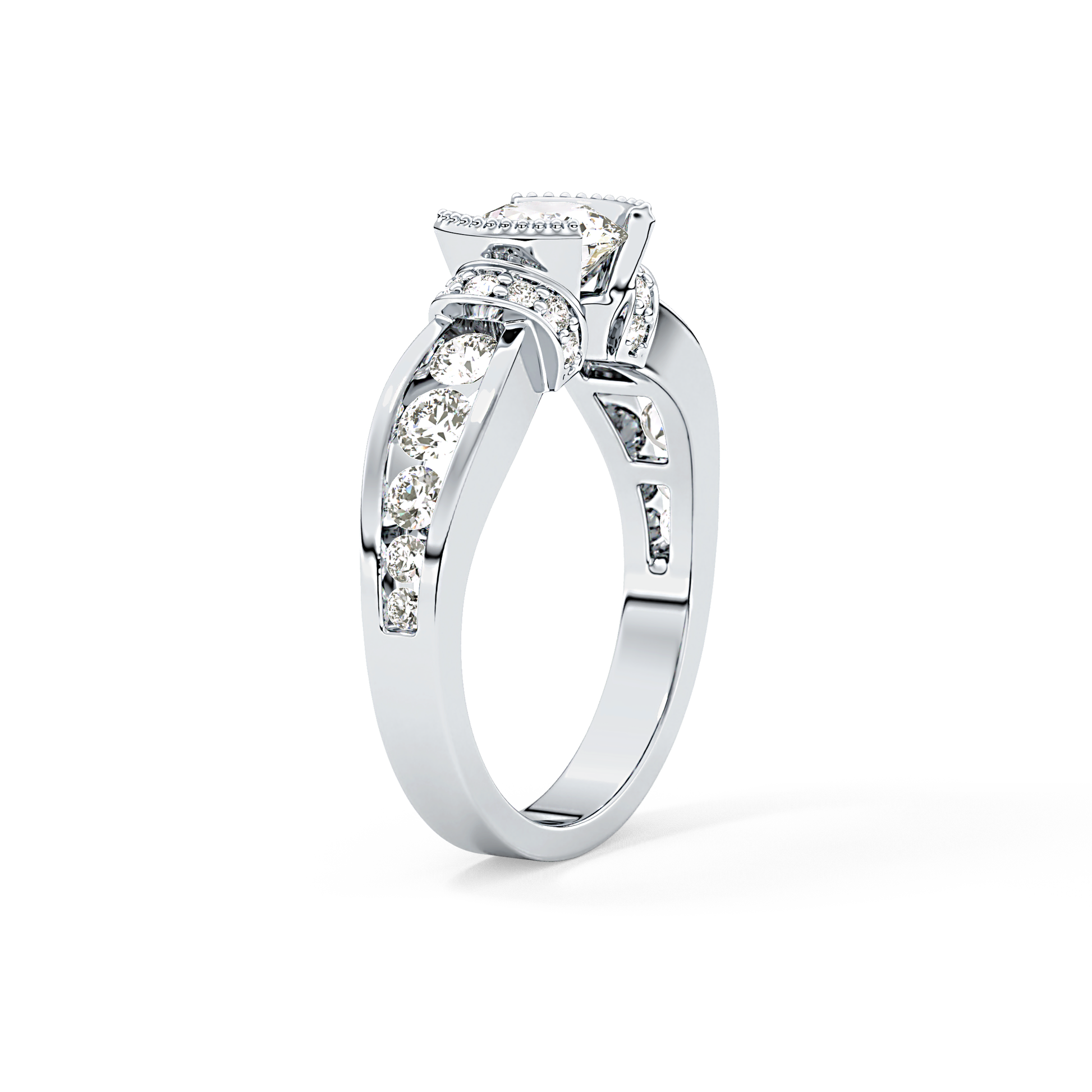 Round Cut 1.02 Carat Moissanite Ring – Pave Setting in Gold