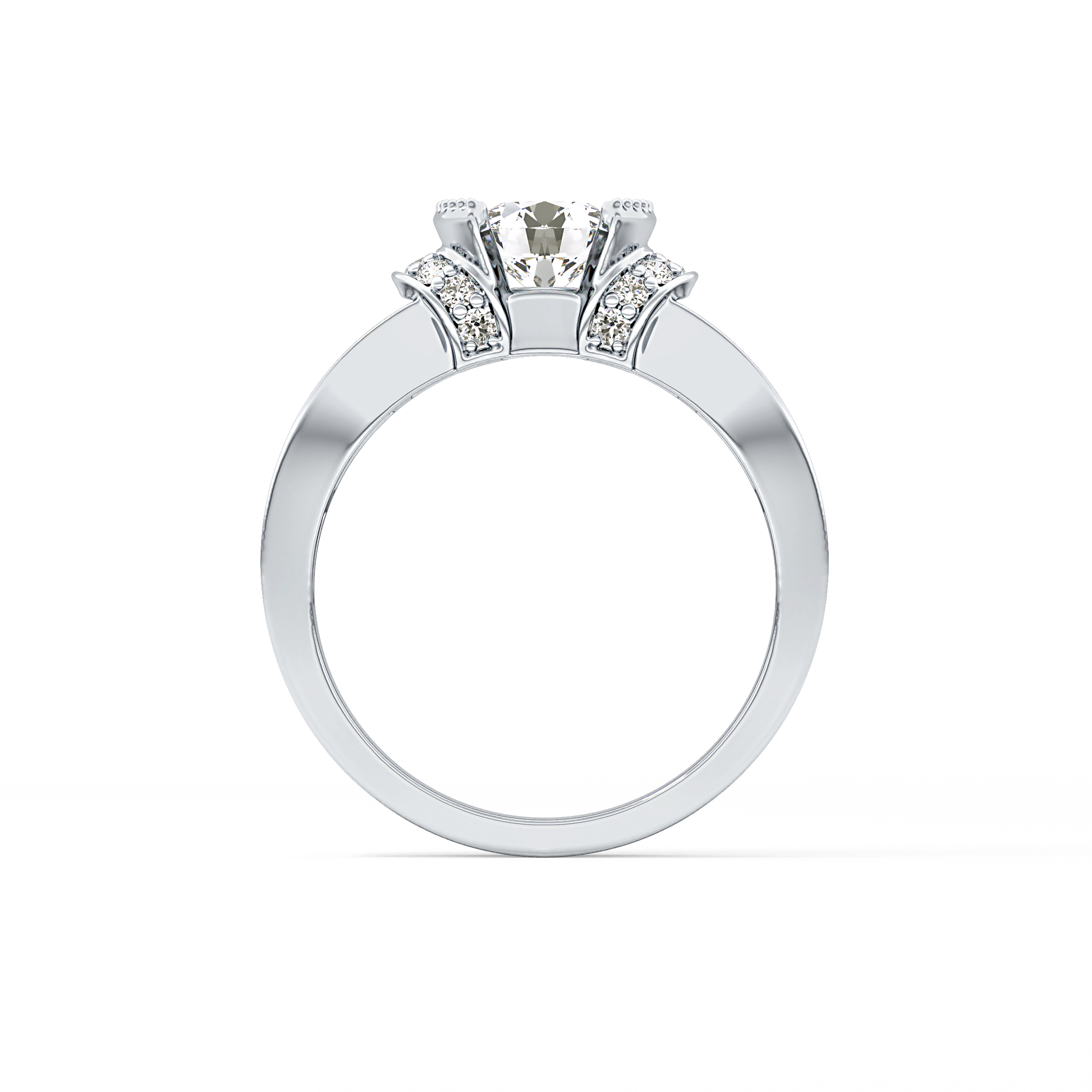 Round Cut 1.02 Carat Moissanite Ring – Pave Setting in Gold