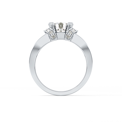 Round Cut 1.02 Carat Moissanite Ring – Pave Setting in Gold