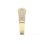 Round Cut 0.79 Carat Moissanite Ring – Halo and Triple Pave Setting in Gold