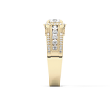 Round Cut 0.79 Carat Moissanite Ring – Halo and Triple Pave Setting in Gold