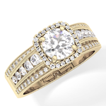 Round Cut 0.79 Carat Moissanite Ring – Halo and Triple Pave Setting in Gold