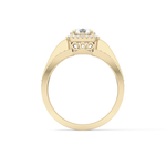 Round Cut 0.79 Carat Moissanite Ring – Halo and Triple Pave Setting in Gold