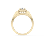 Round Cut 0.79 Carat Moissanite Ring – Halo and Triple Pave Setting in Gold