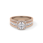 Round Cut 0.79 Carat Moissanite Ring – Halo and Triple Pave Setting in Gold