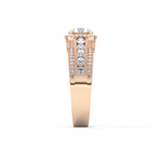 Round Cut 0.79 Carat Moissanite Ring – Halo and Triple Pave Setting in Gold