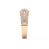 Round Cut 0.79 Carat Moissanite Ring – Halo and Triple Pave Setting in Gold