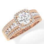 Round Cut 0.79 Carat Moissanite Ring – Halo and Triple Pave Setting in Gold